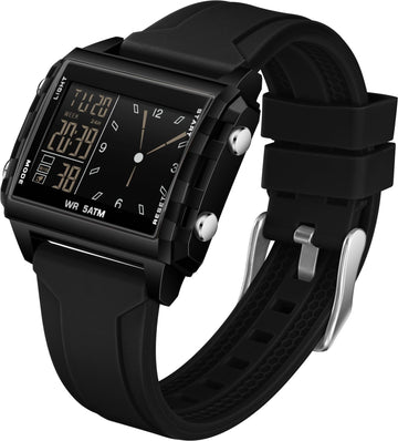 Findtime Digital Watches for Men Women Waterproof Unique Rectangle Watch Stopwatch Countdown Alarm Analog Silicone Strap Transparent Case